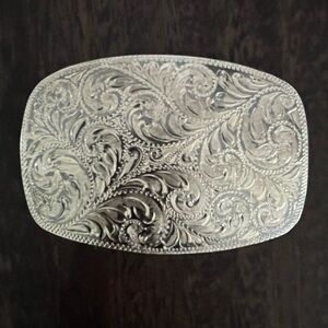 Intricate Vintage Sterling Silver Belt Buckle